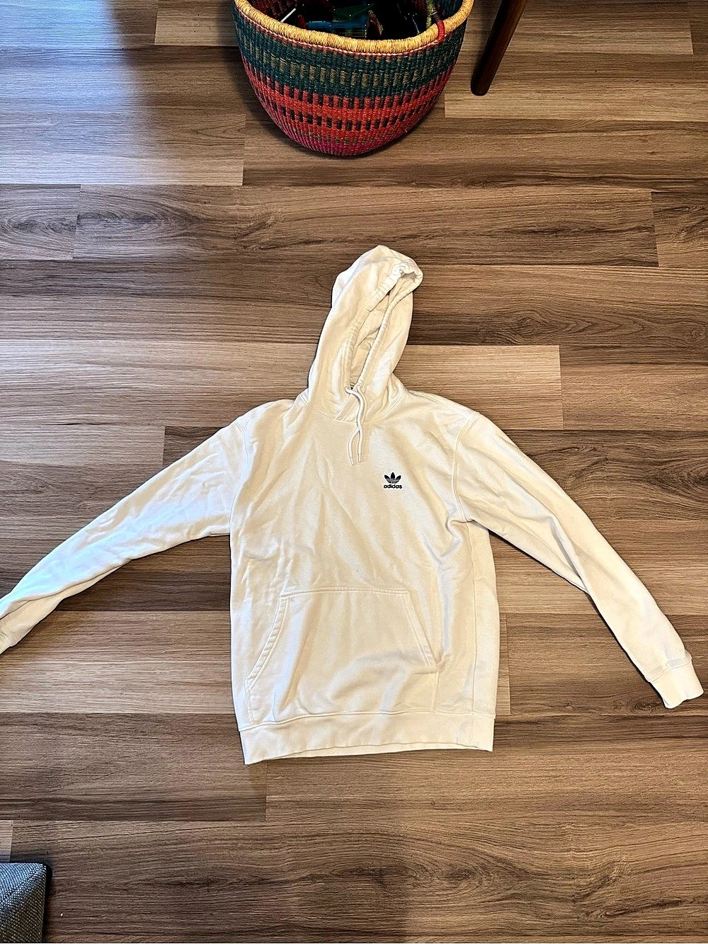 adidas Trefoil Hoodie Off White Pullover Hoodie in White Medium